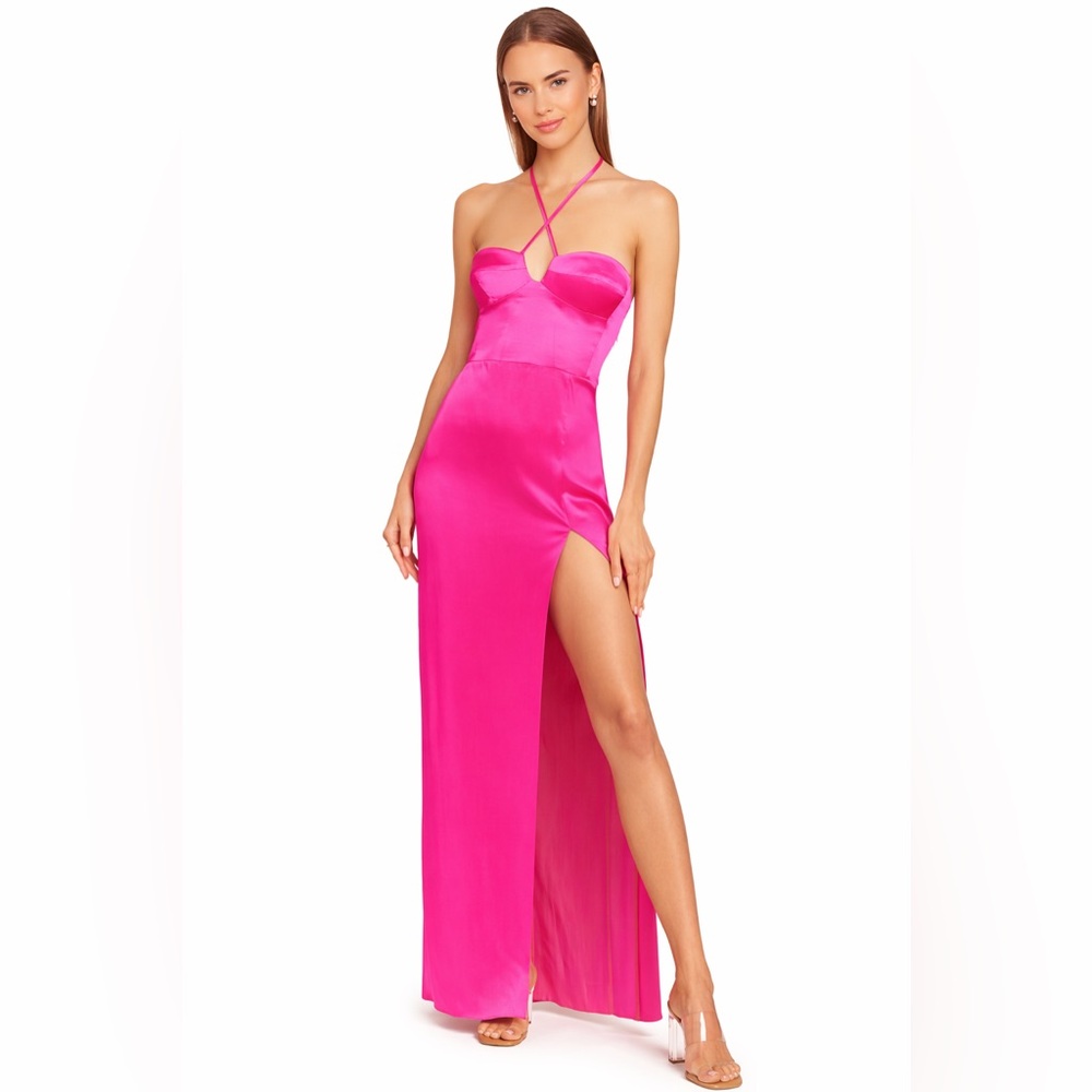 Amanda Uprichard Pink 100% Silk Gown Maxi Dress